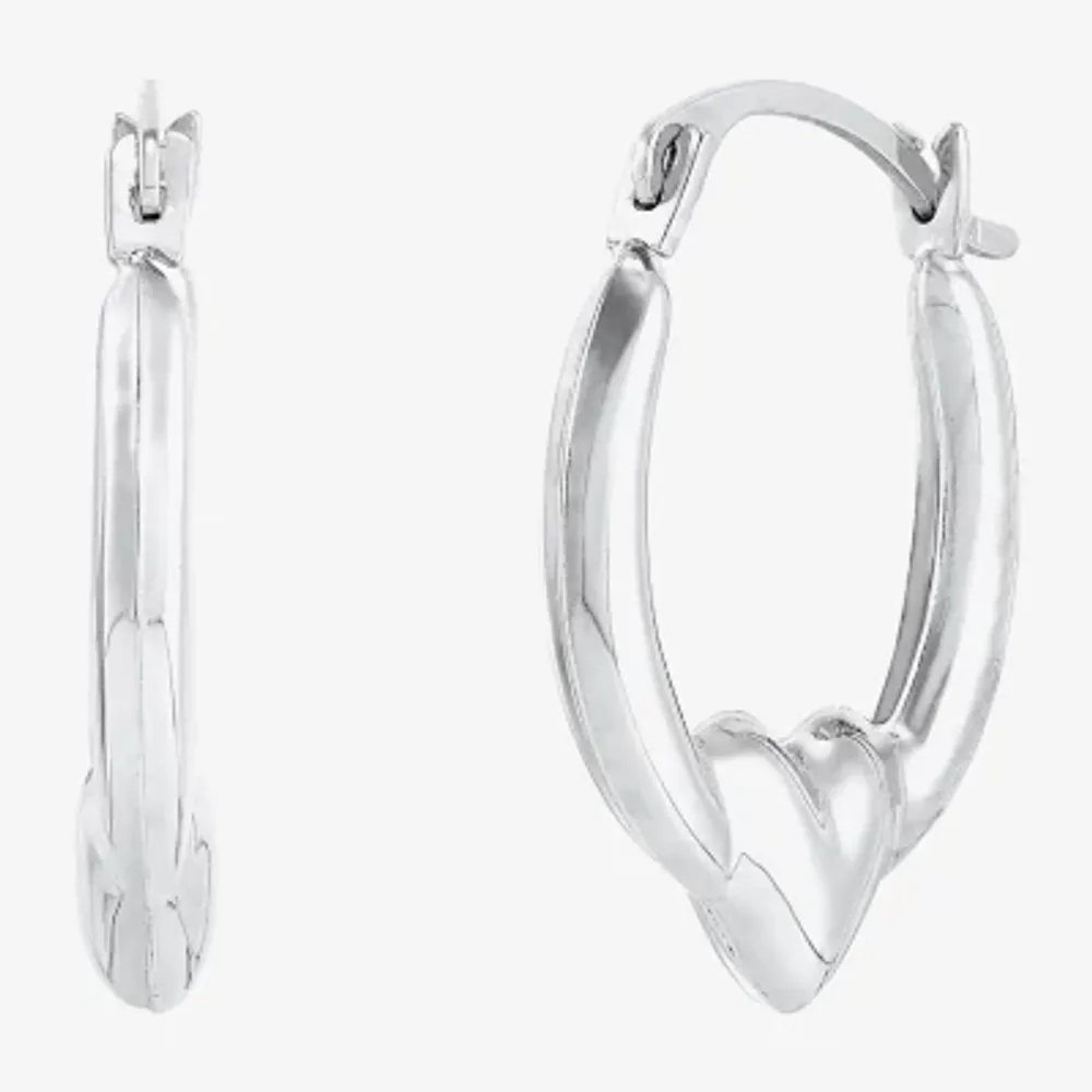 Womens 14K Gold 16.5mm Heart Hoop Earrings