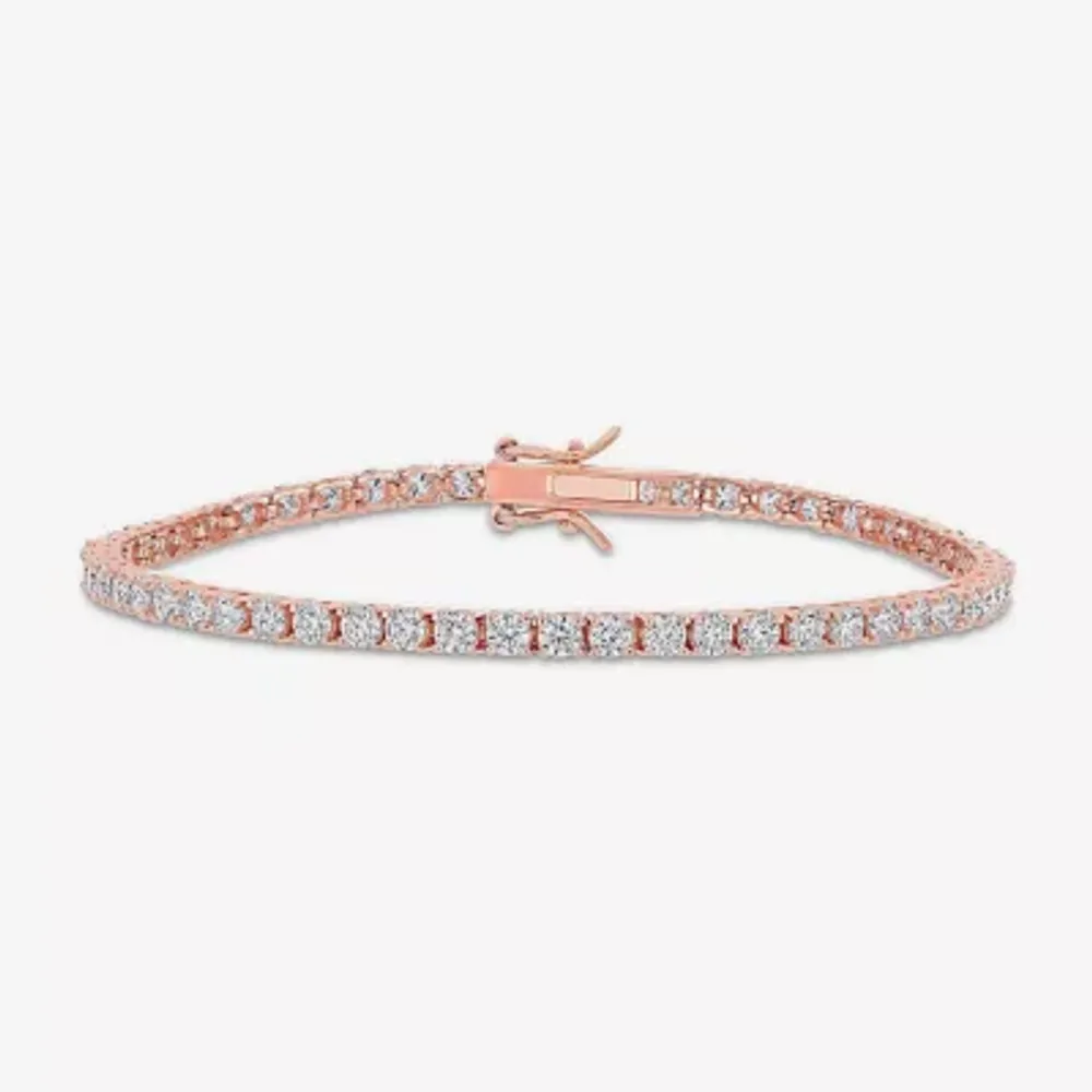 Womens 5 CT. T.W. Lab Created White Moissanite 18K Rose Gold Over Silver Tennis Bracelet