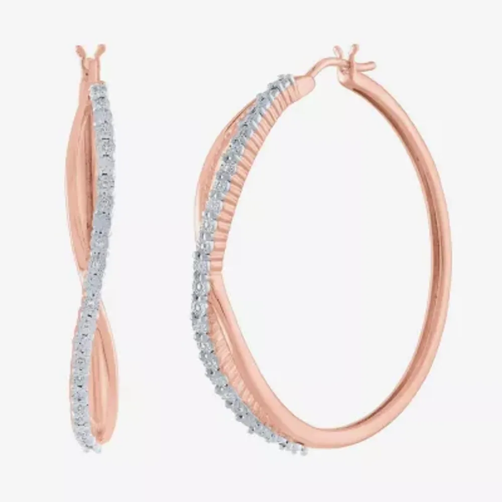 1/10 CT. T.W. Natural White Diamond 36mm Hoop Earrings in 14K Gold Over Silver