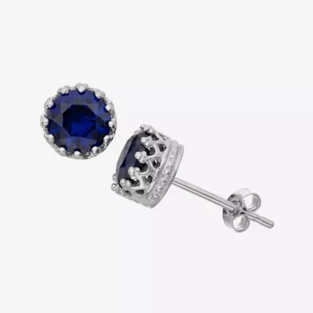 Lab-Created Blue Sapphire Sterling Silver Earrings