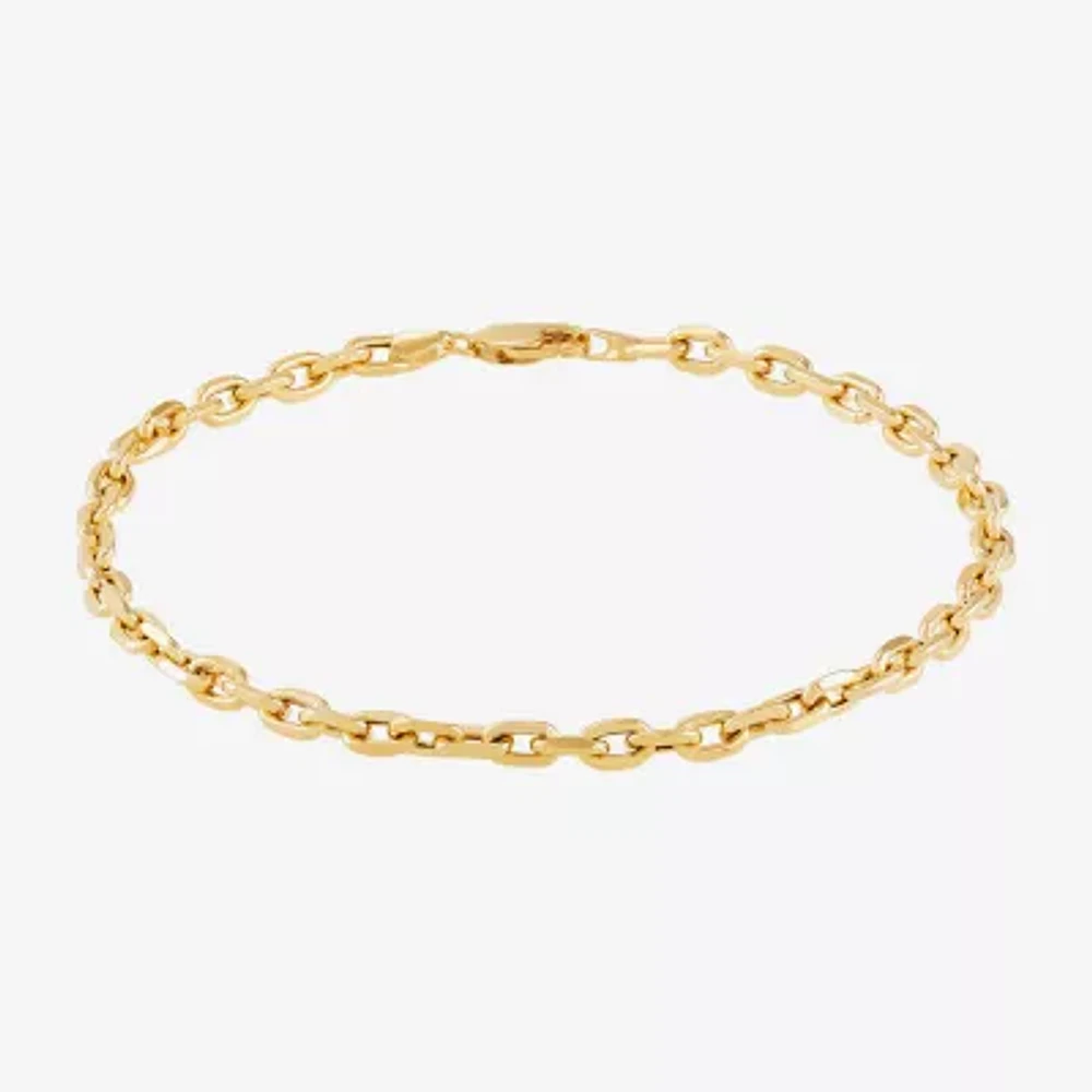 Made in Italy Womens 14K Gold 8 1/2 Inch Solid Link Chain Bracelet