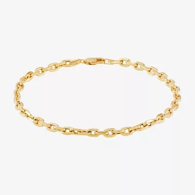 Made in Italy Womens 14K Gold 8 1/2 Inch Solid Link Chain Bracelet