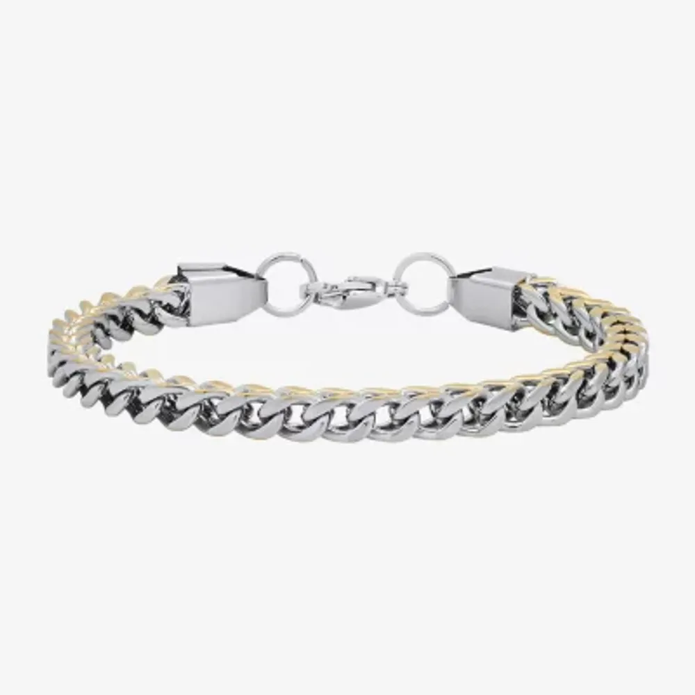 Steeltime Mens 18K Gold Over Stainless Steel Solid Hypoallergenic 8 1/2 Inch Link Bracelet