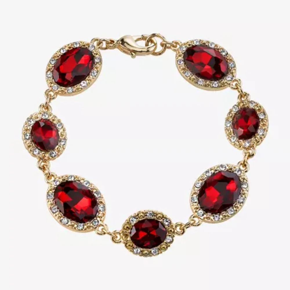 1928 Gold-Tone Womens Oval 7.5 Inch Link Bracelet