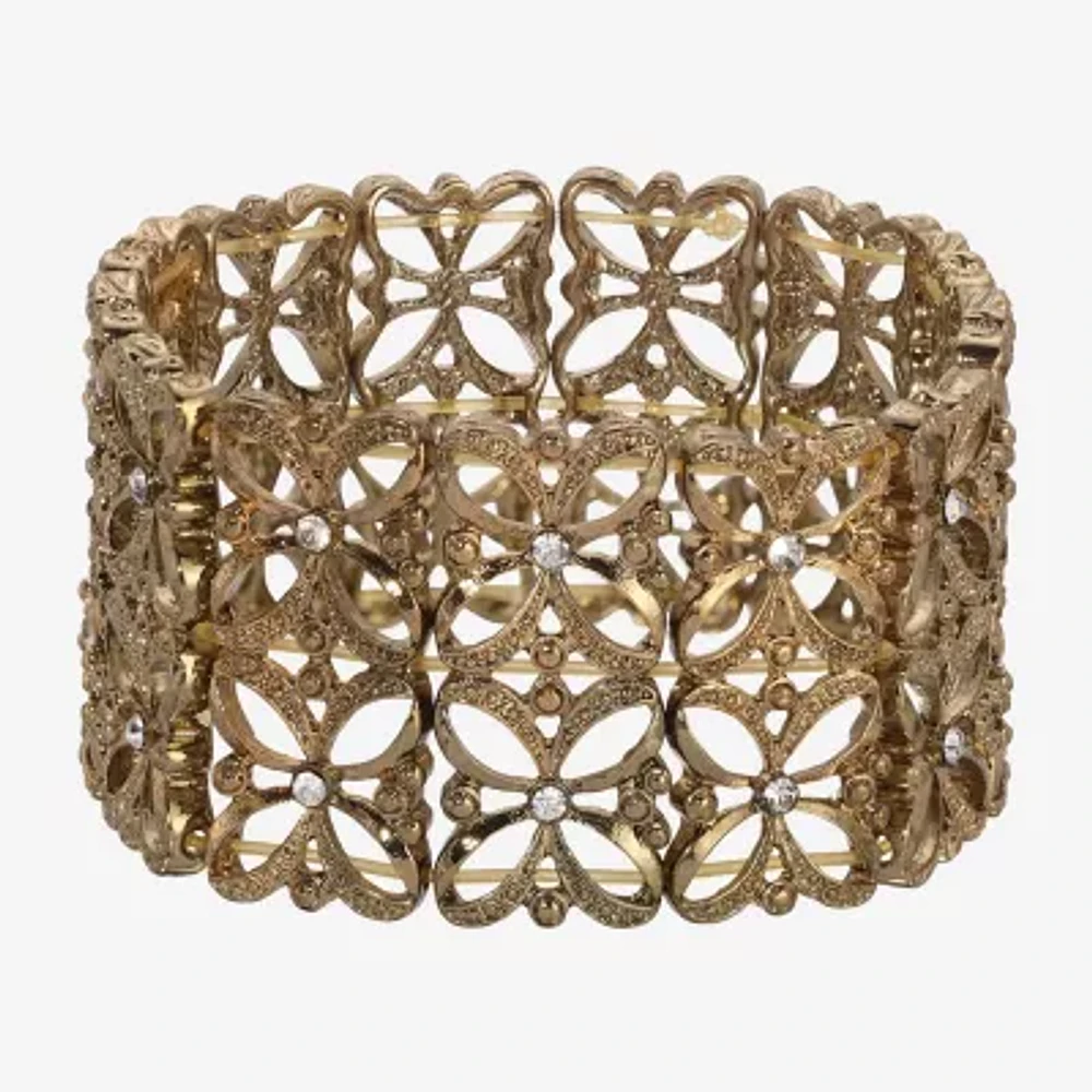 1928 Gold Tone Womens Round Stretch Bracelet