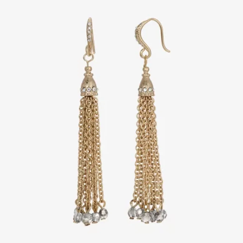1928 Gold Tone Tassel Womens Drop Earrings