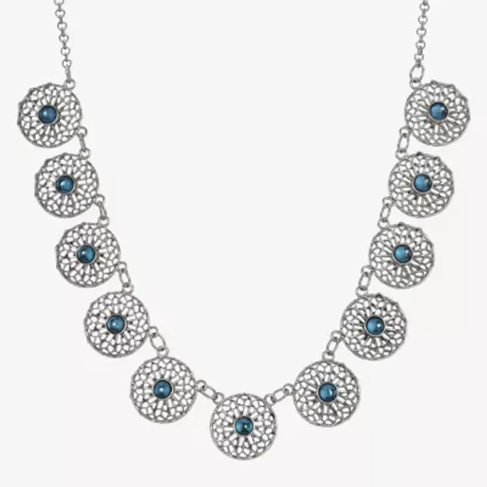 1928 Silver-Tone Womens 16 Inch Collar Necklace