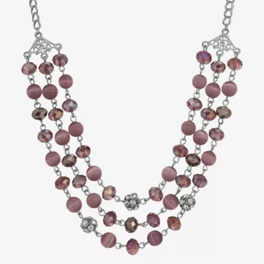 1928 Silver-Tone Womens 16 Inch Beaded Necklace