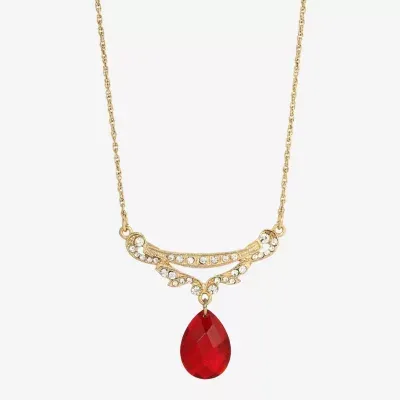 1928 Gold-Tone Womens Crystal Alloy 16 Inch Pendant Necklace