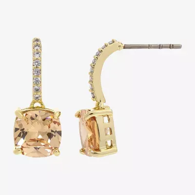Sparkle Allure Womens Champagne Cubic Zirconia 14K Gold Over Brass Drop Earrings