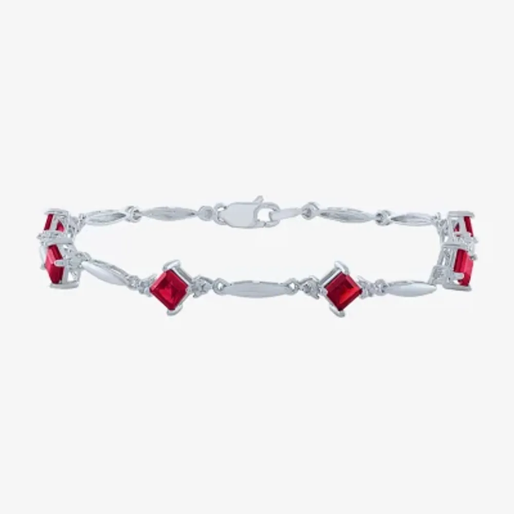 Womens Lab Created Red Ruby Sterling Silver Tennis Bracelet