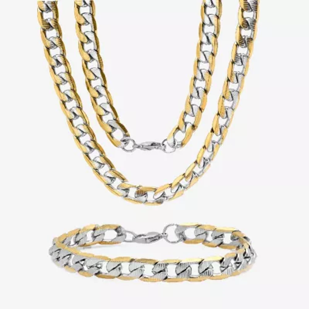 Steeltime Mens 18K Gold Over Stainless Steel Hypoallergenic 2-pc. Jewelry Set