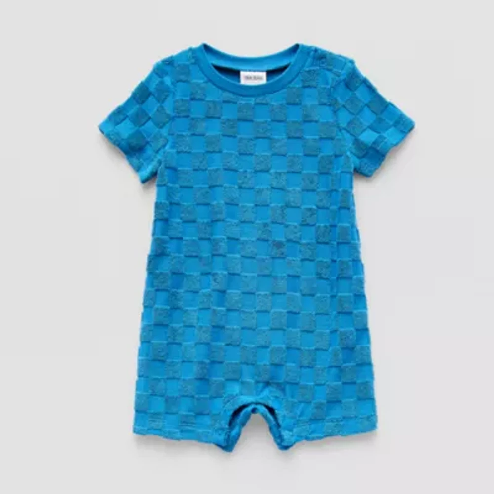 Okie Dokie Baby Boys Short Sleeve Checked Romper