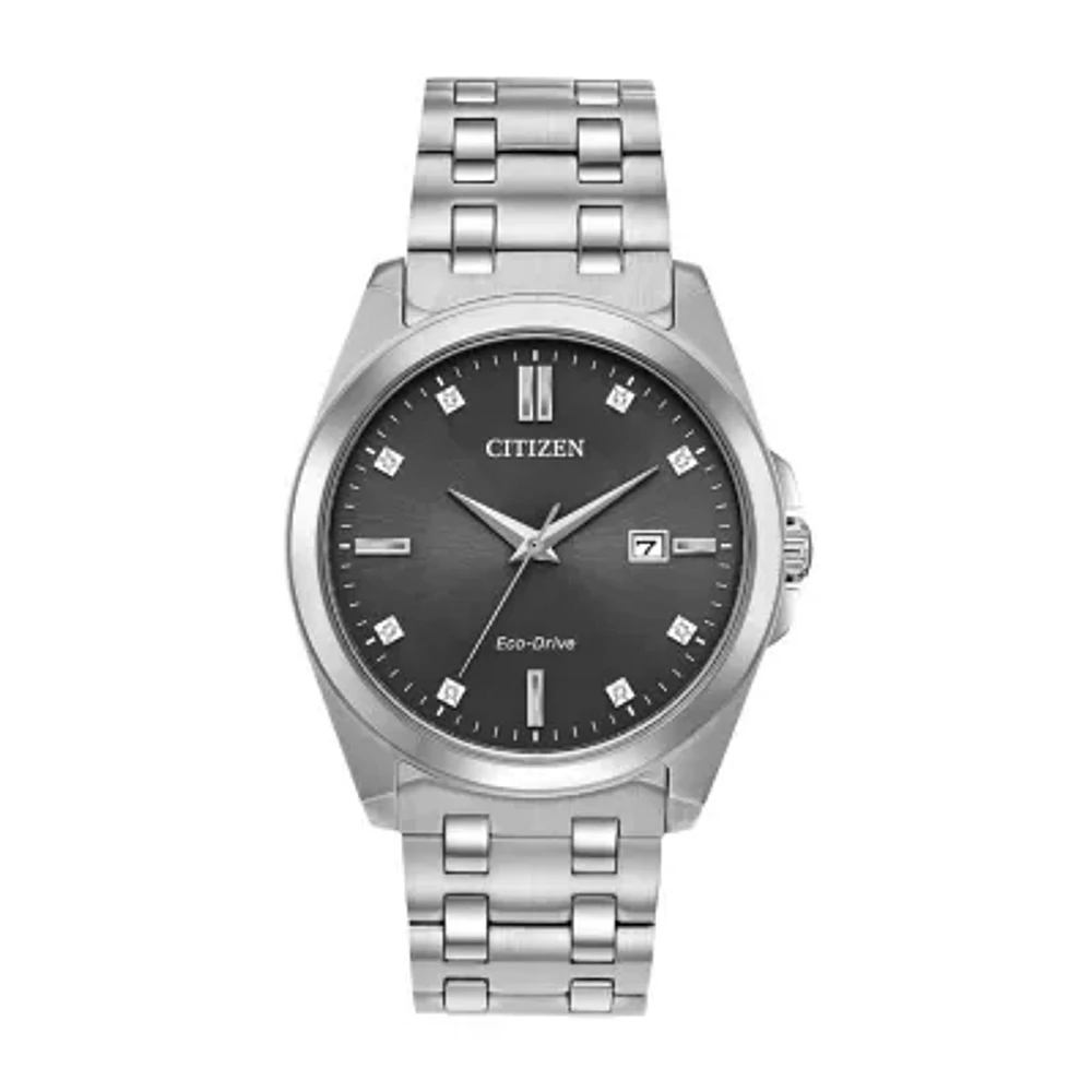Citizen Peyten Mens Diamond Accent Silver Tone Stainless Steel Bracelet Watch Bm7100-59h