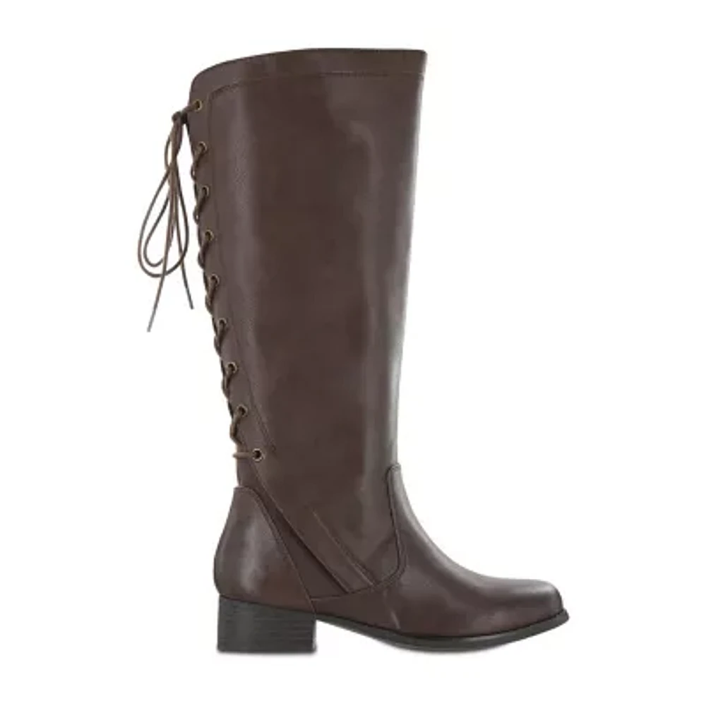 Mia Amore Womens Block Heel Riding Pull-on Boots