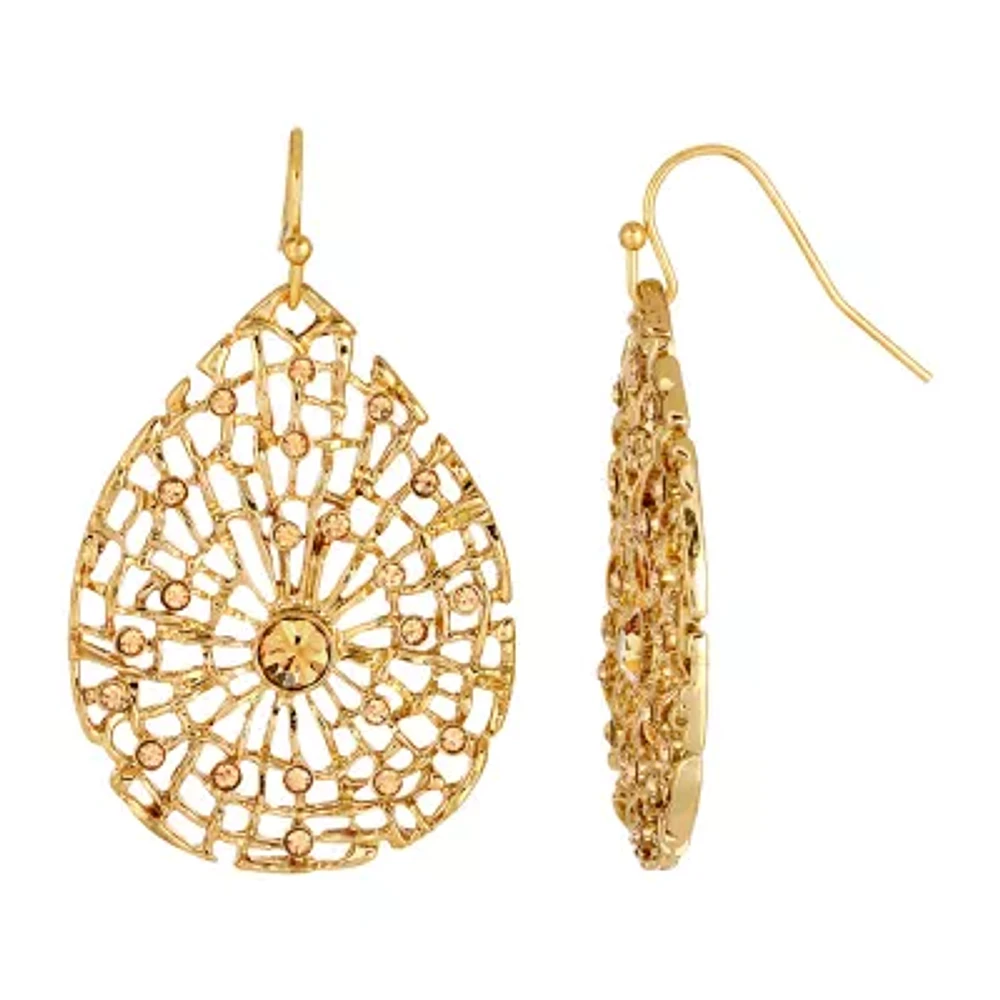 1928 Gold Tone Womens Yellow Drop Earrings