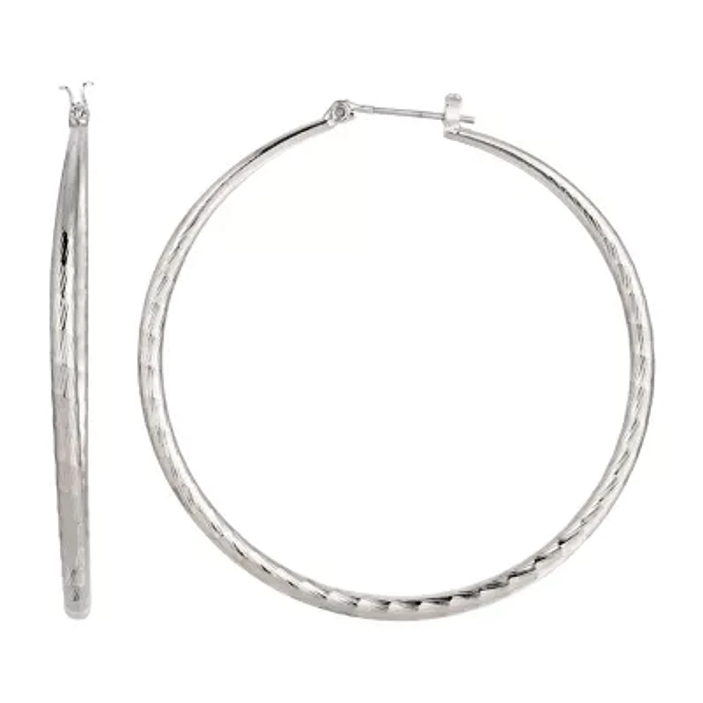 1928 Silver Tone Womens 2 1/4 Inch Hoop Earrings