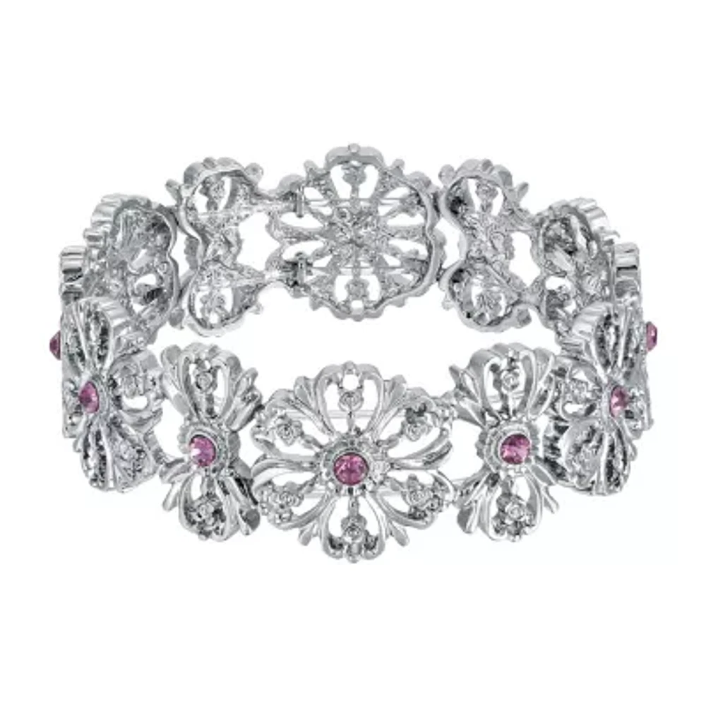1928 Silver Tone Womens Stretch Bracelet