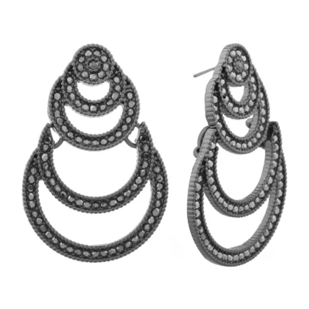 Monet Jewelry Gray Tone Womens Gray Hypoallergenic Chandelier Earrings