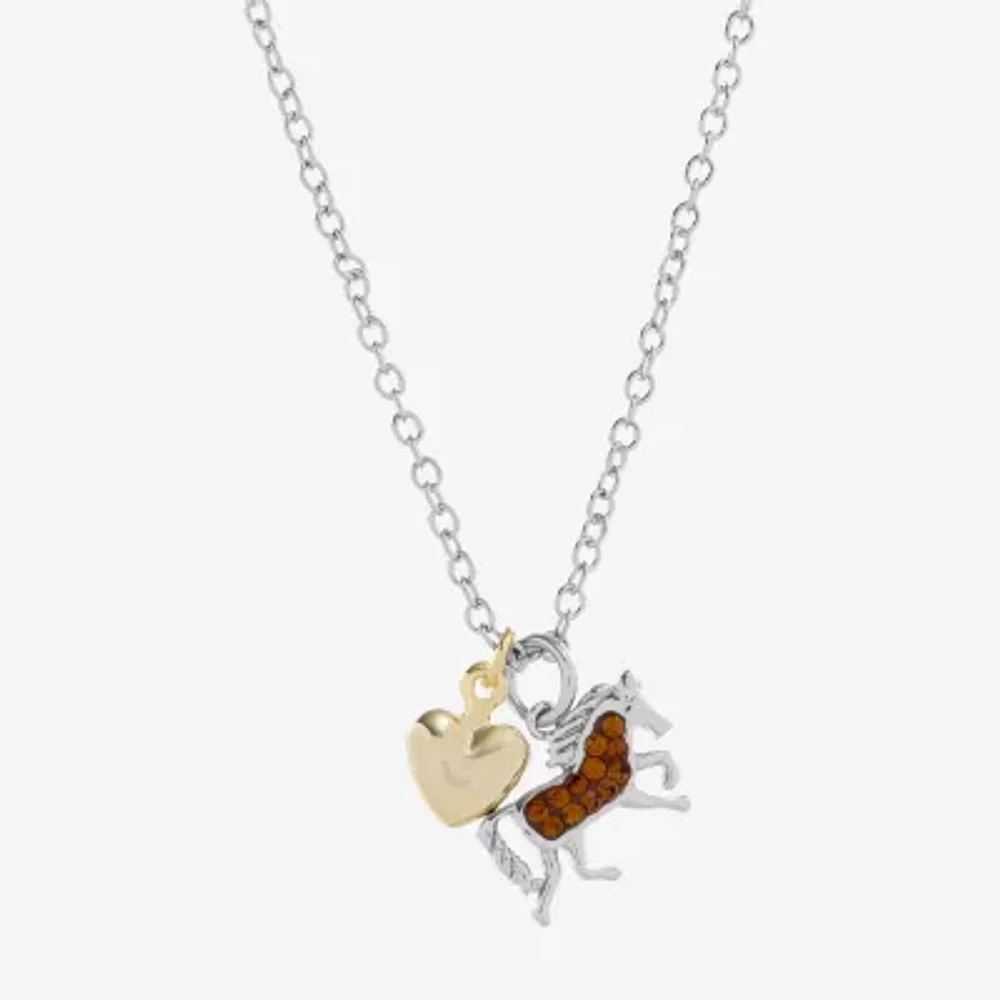 Sparkle Allure Horse Womens Brown Crystal 14K Gold Over Brass Pure Silver Over Brass 16 Inch Pendant Necklace