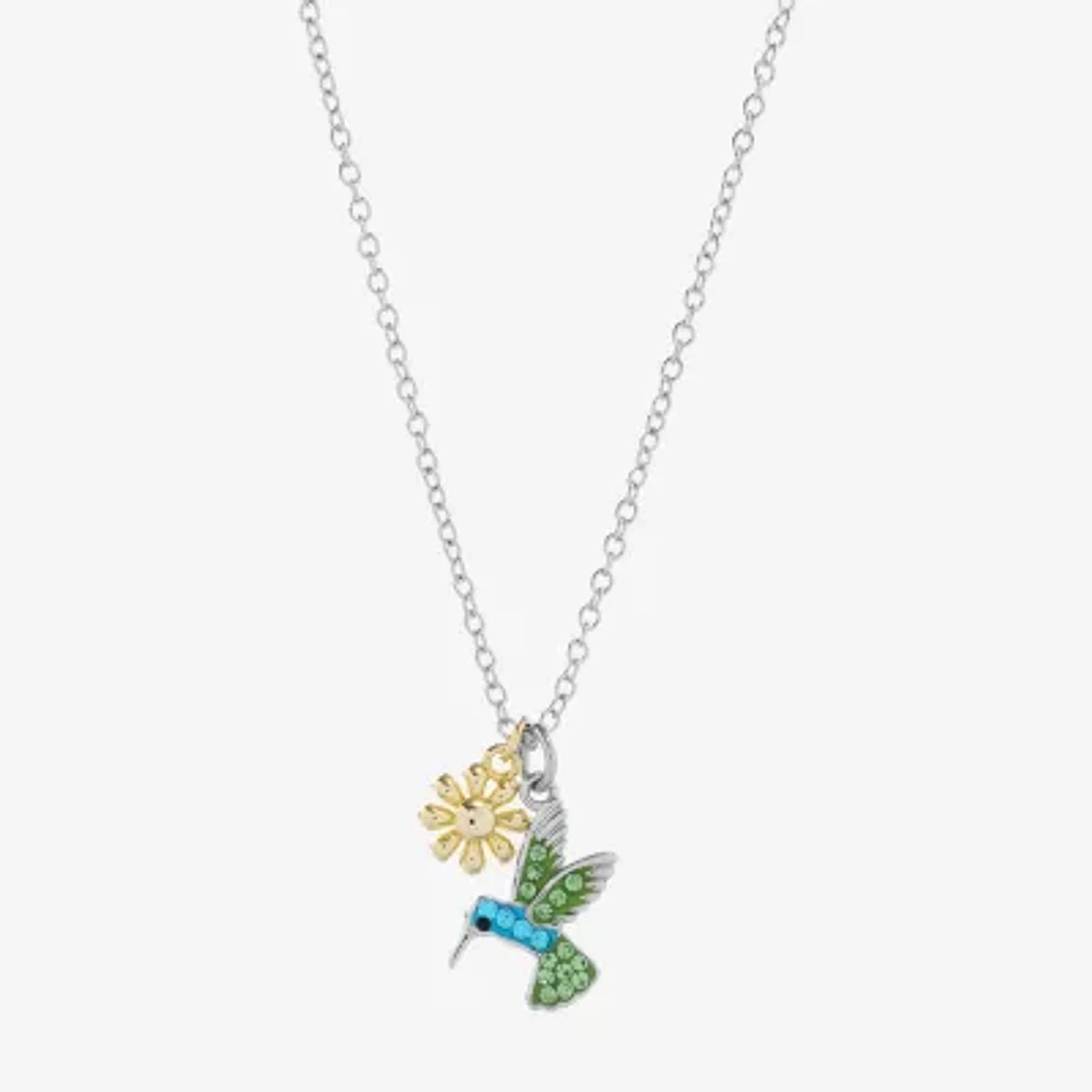 Sparkle Allure Womens Multi Color Crystal 14K Gold Over Brass Pure Silver Over Brass Flower 16 Inch Pendant Necklace