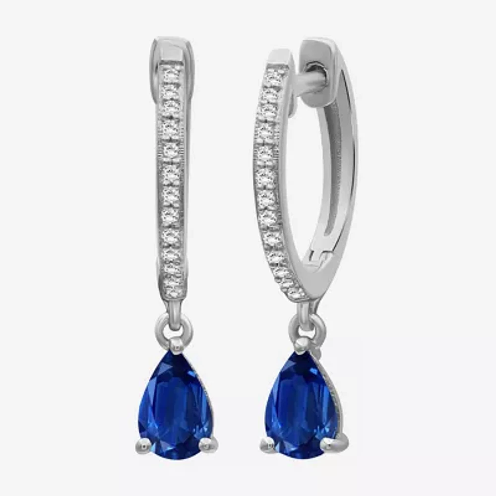 Womens Gemstone & 1/10 CT. T.W. Natural Diamond 10K Gold Pear Drop Earrings