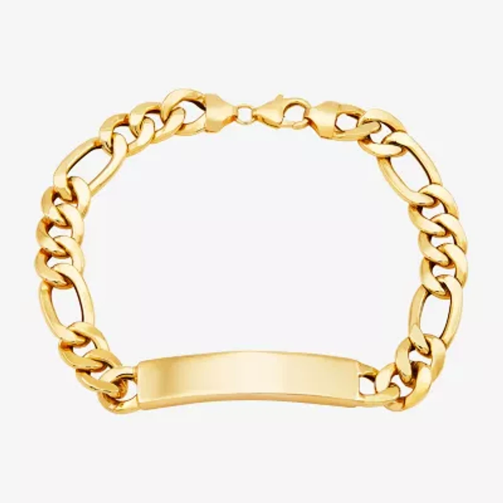 Made in Italy Mens 10K Gold 9 Inch Hollow Figaro Id Bracelet