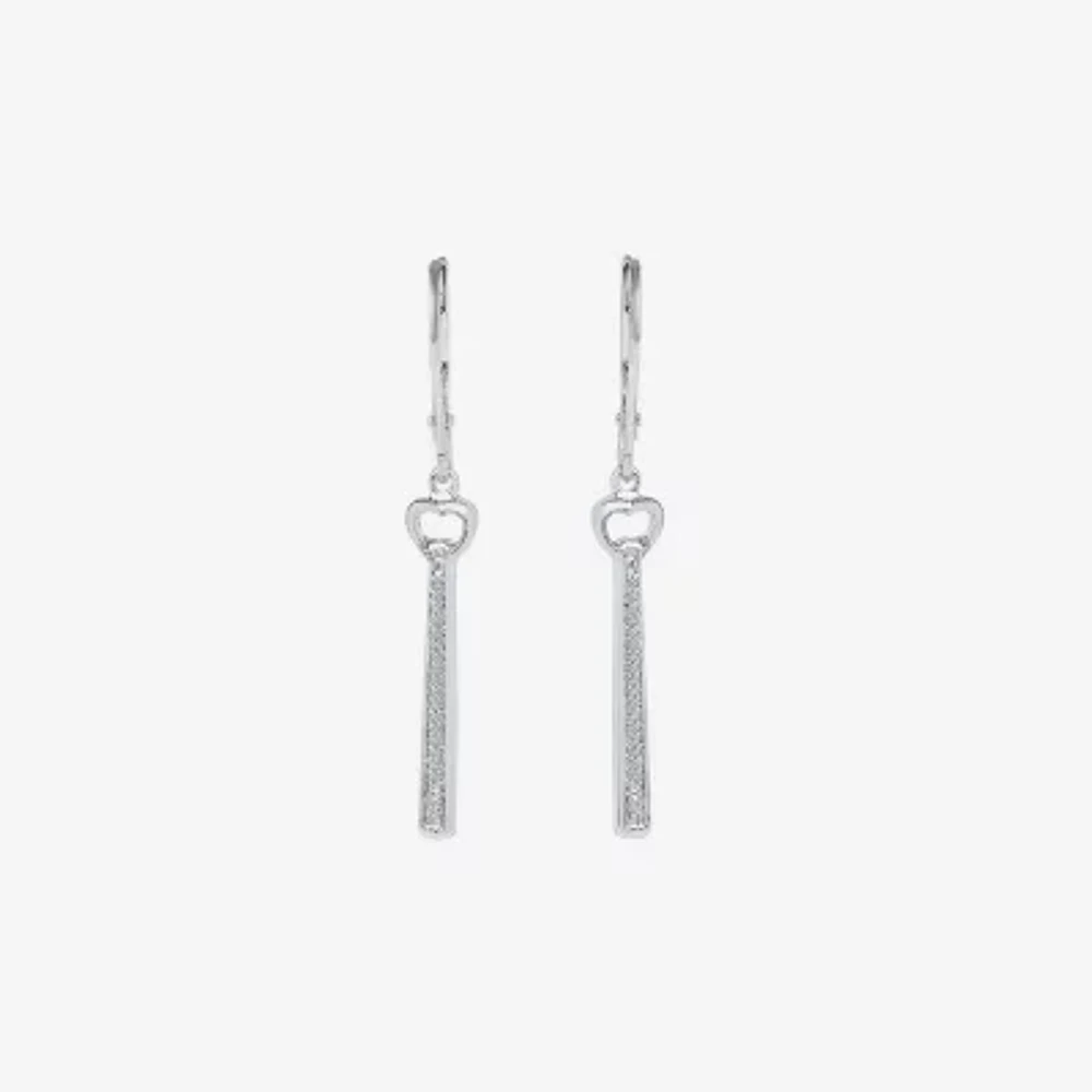 Linear Womens 1/10 CT. T.W. Natural White Diamond Sterling Silver Drop Earrings