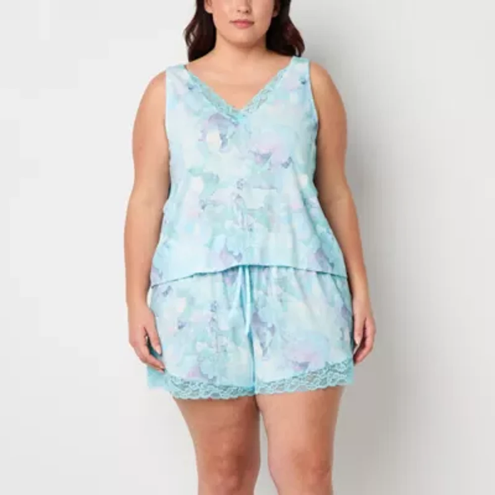 Ambrielle Womens V-Neck Sleeveless 2-pc. Plus Pajama Sets
