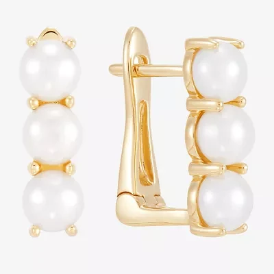 Limited Quantities! Womens Dyed White Cultured Freshwater Pearl 14K Gold 17mm Hoop Earrings