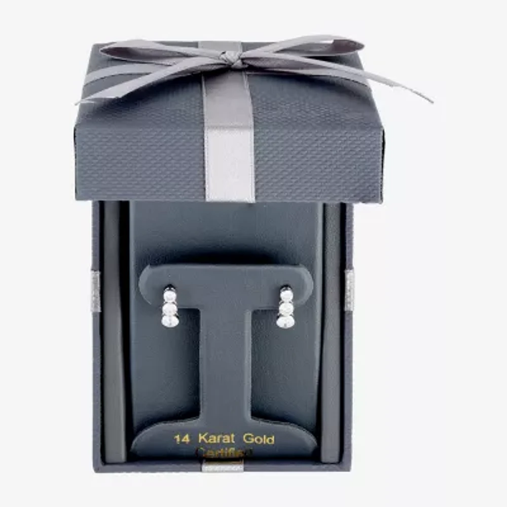 Floating Diamonds (F / Vs2) Womens 2 CT. T.W. Lab Grown White Diamond 14K White Gold 16.1mm Hoop Earrings