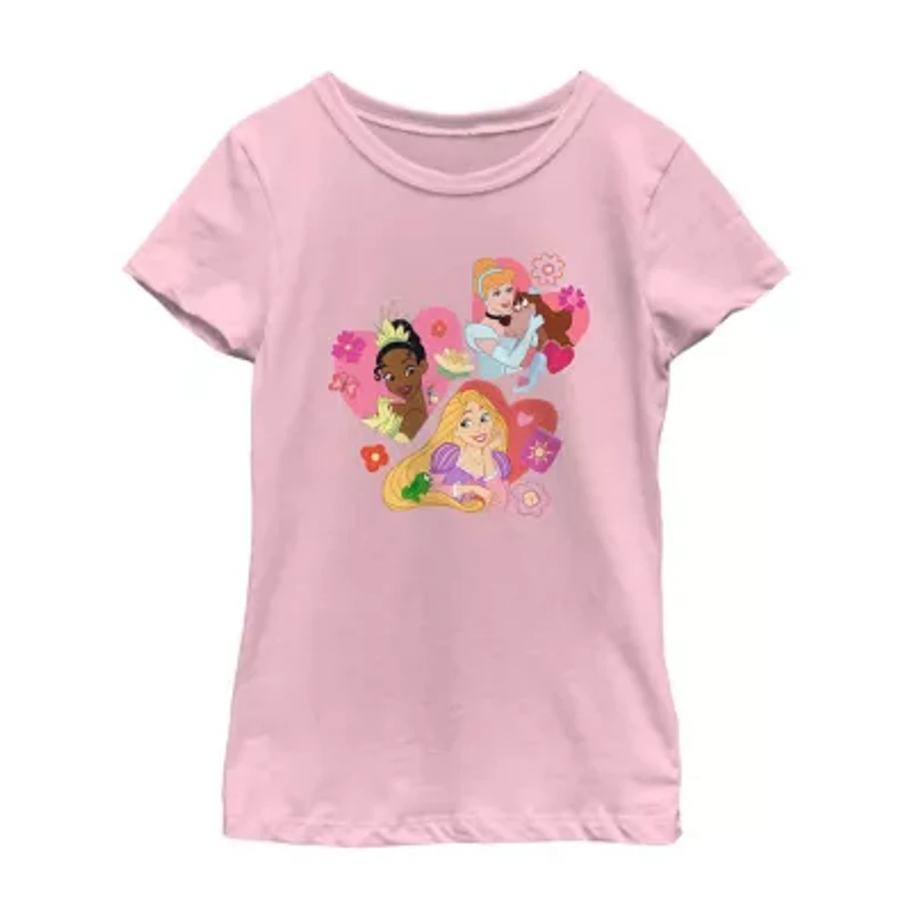 Disney Collection Little & Big Kid Girls Crew Neck Short Sleeve Princess Graphic T-Shirt