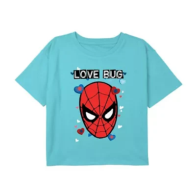 Disney Collection Little & Big Kid Girls Crew Neck Short Sleeve Spiderman Graphic T-Shirt
