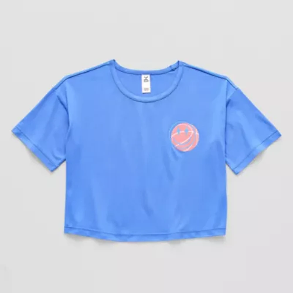 Xersion Soft Performance Waist Length Little & Big Kid Girls Crew Neck Short Sleeve Regular Fit Graphic T-Shirt