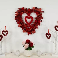 Northlight Red Heart Shaped Glitter Wreath