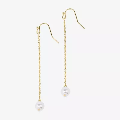 Bijoux Bar Delicates Womens Simulated Pearl Drop Earrings