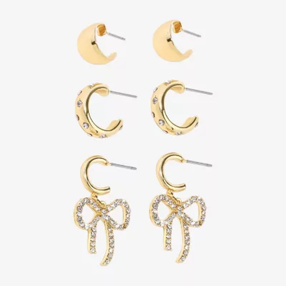 Bijoux Bar Delicates Womens Crystal Bow Earring Set