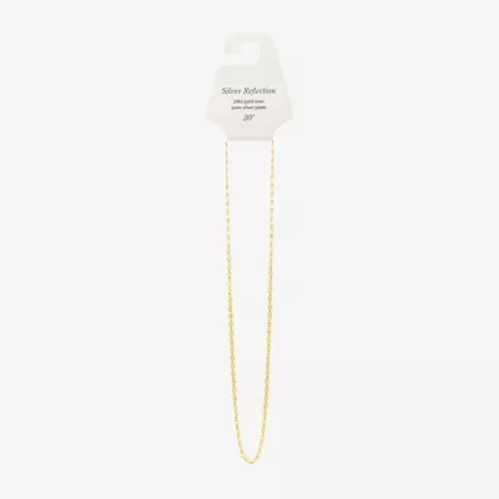 Silver Reflections Womens 18K Gold Over Brass 20 Inch Bead Chain Necklace