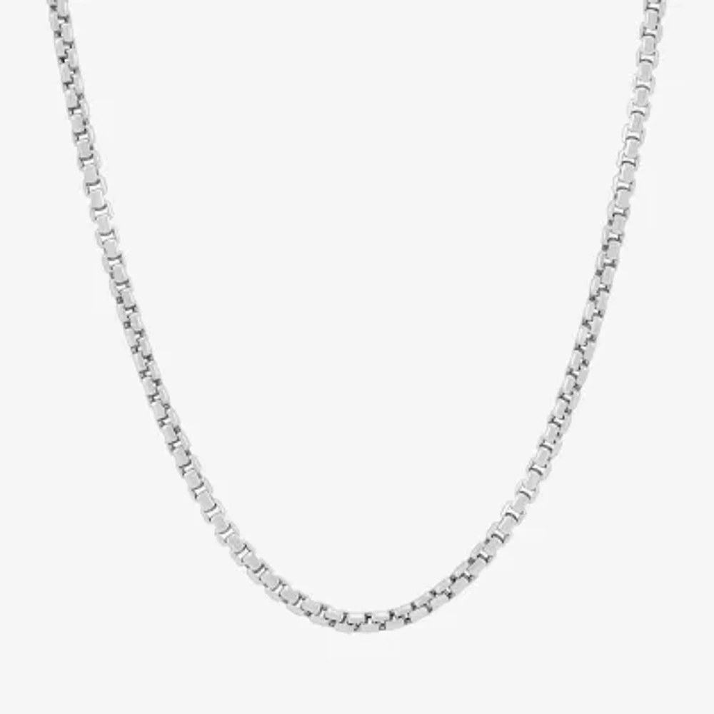 Womens 14K White Gold 22 Inch Box Chain Necklace