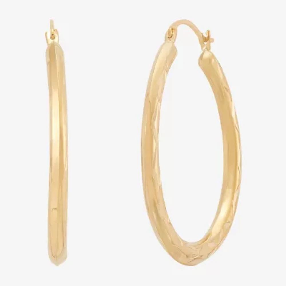 Womens 10K Gold 32.3mm Round Hoop Earrings