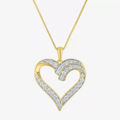 (G-H / I1-I2) Womens 5/8 CT. T.W. Lab Grown White Diamond 14K Gold Over Silver Sterling Silver Heart 18 Inch Pendant Necklace