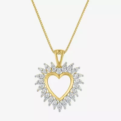 (G-H / I1-I2) Womens 5/8 CT. T.W. Lab Grown White Diamond 14K Gold Over Silver Sterling Silver Heart 18 Inch Pendant Necklace