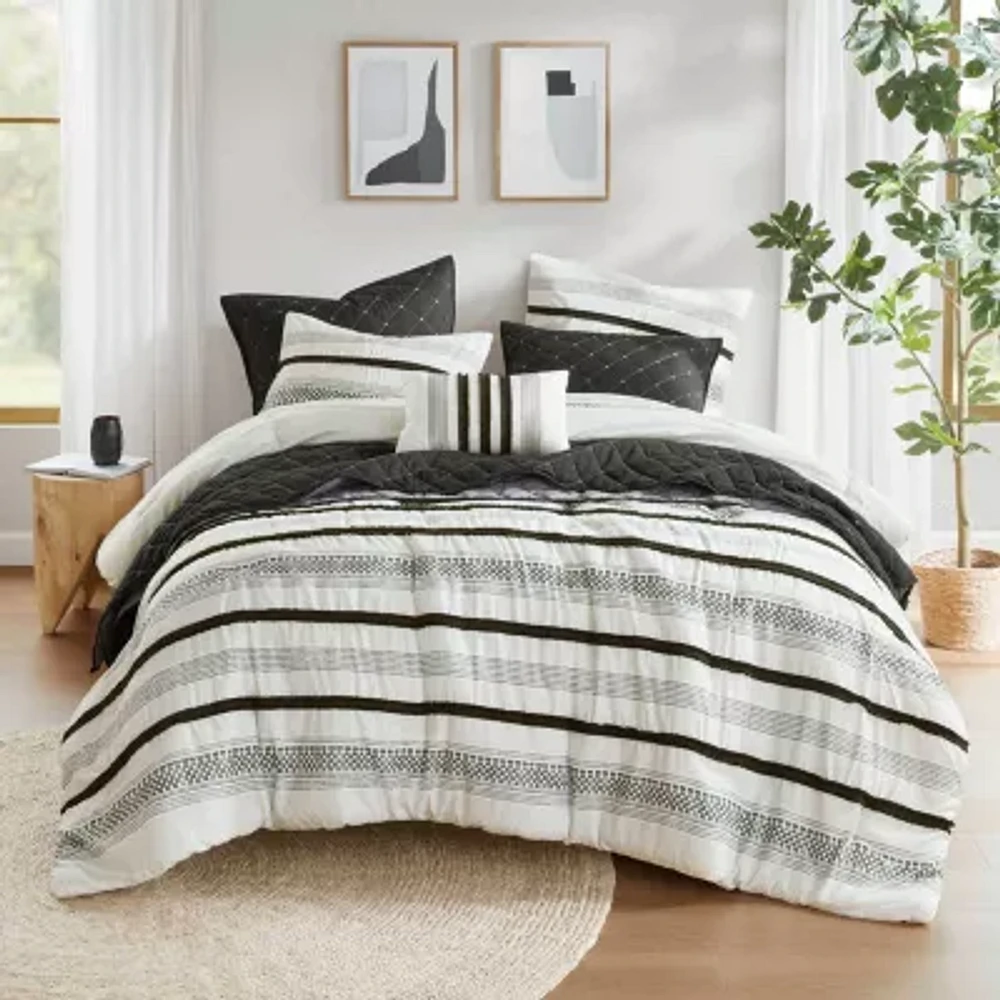 Madison Park Bianca Stripe 7-pc. Midweight Comforter & Coverlet Set