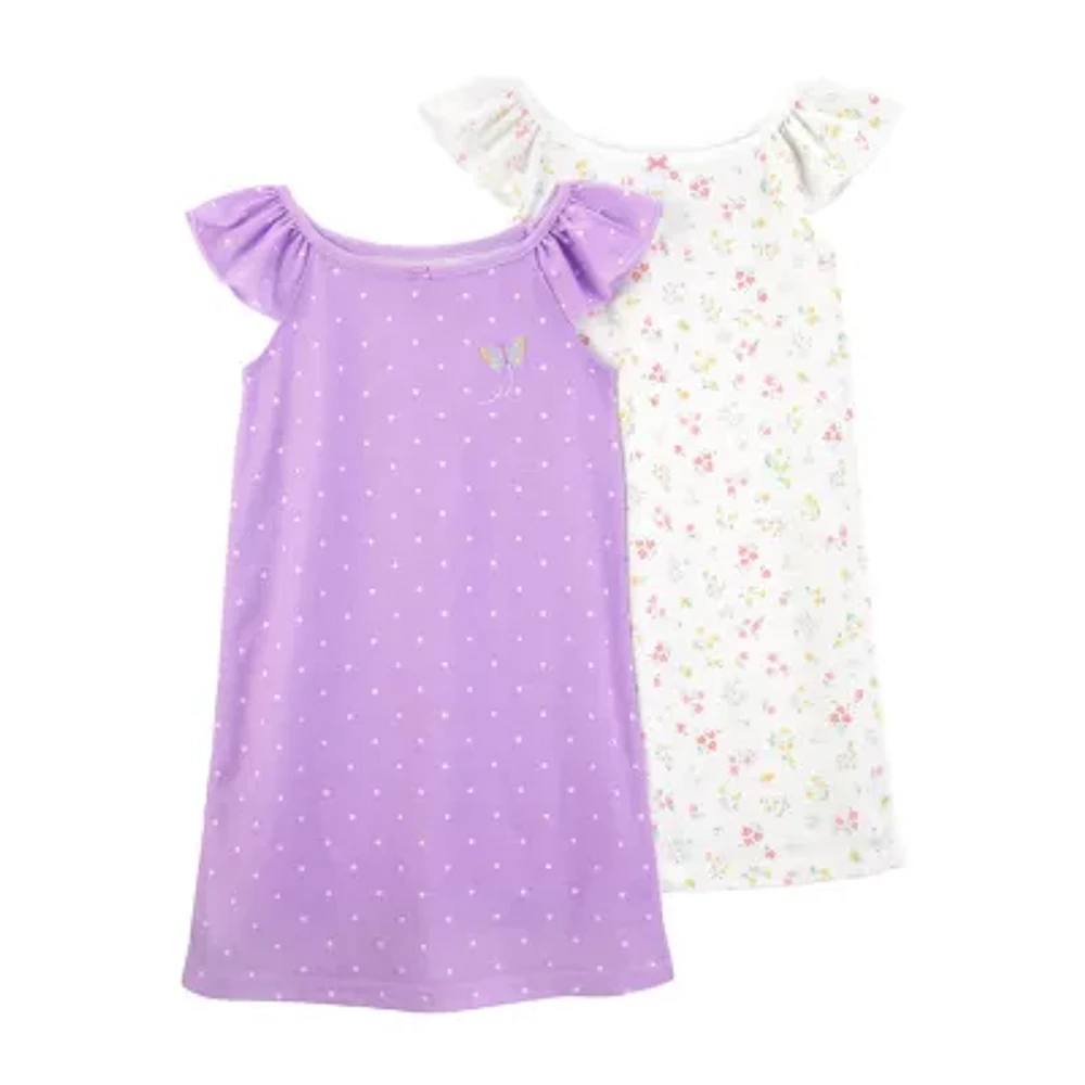 Carter's Little & Big Kid Girls Scoop Neck Short Sleeve 2-pc. Nightgown