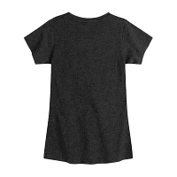 Disney Collection Little & Big Girls Crew Neck Short Sleeve Lilo Stitch Graphic T-Shirt