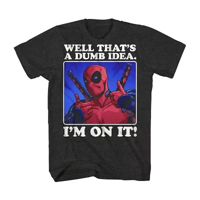 Mens Crew Neck Short Sleeve Regular Fit Deadpool Big and Tall Graphic T-Shirt