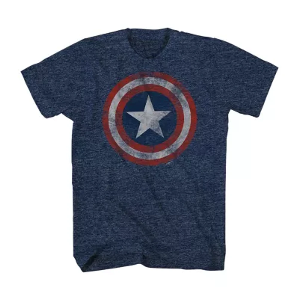 Mens Crew Neck Short Sleeve Regular Fit Captain America Big and Tall Graphic T-Shirt