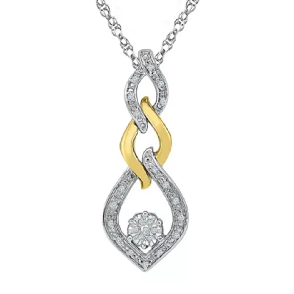 Womens Diamond Accent Natural White Diamond 10K Gold Over Silver 18 Inch Pendant Necklace