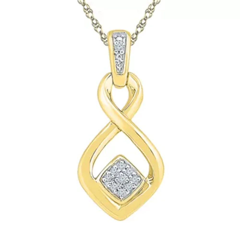 Womens Diamond Accent Natural White Diamond 10K Gold Over Silver 18 Inch Pendant Necklace
