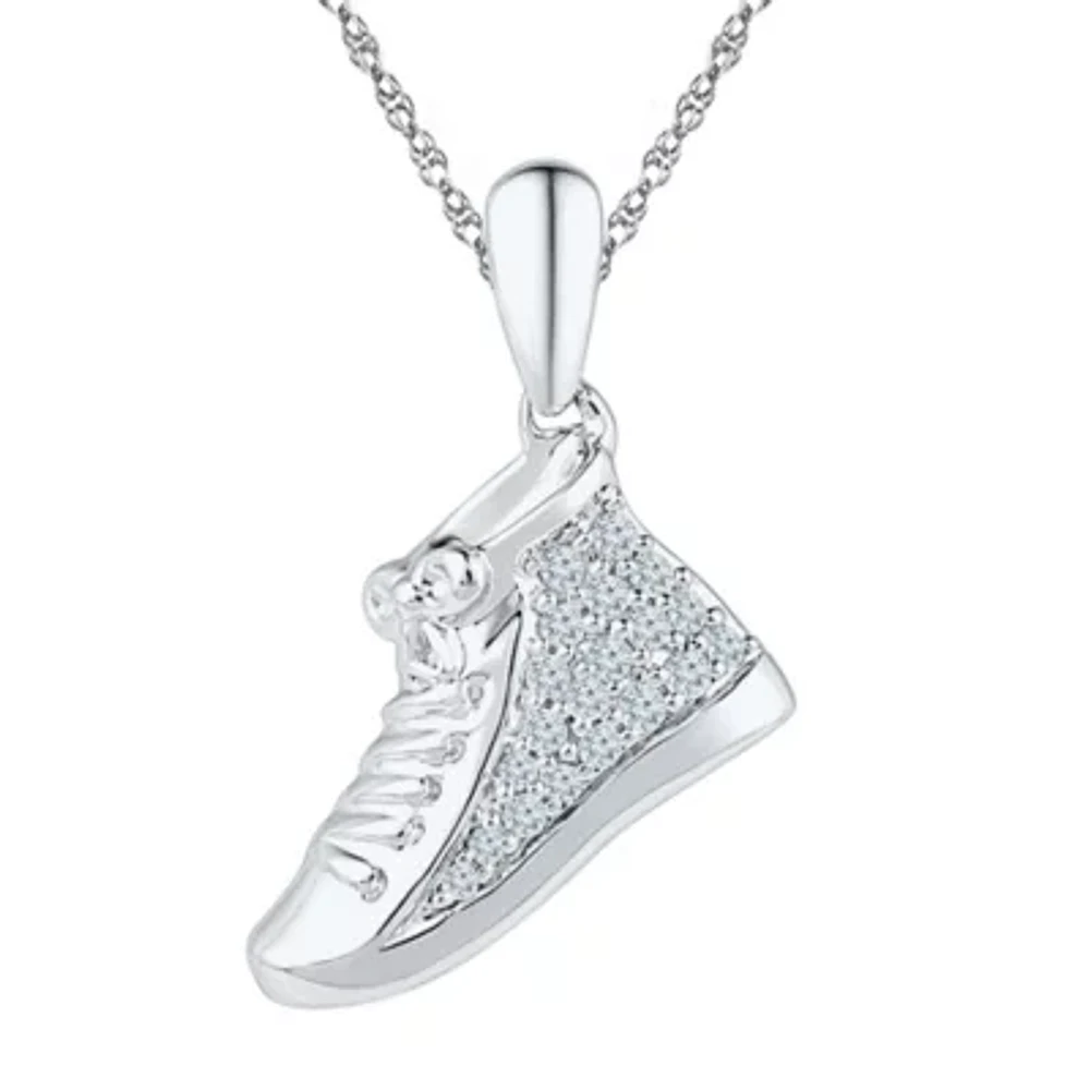 Sneaker Womens 1/6 CT. T.W. Natural White Diamond Sterling Silver 18 Inch Pendant Necklace